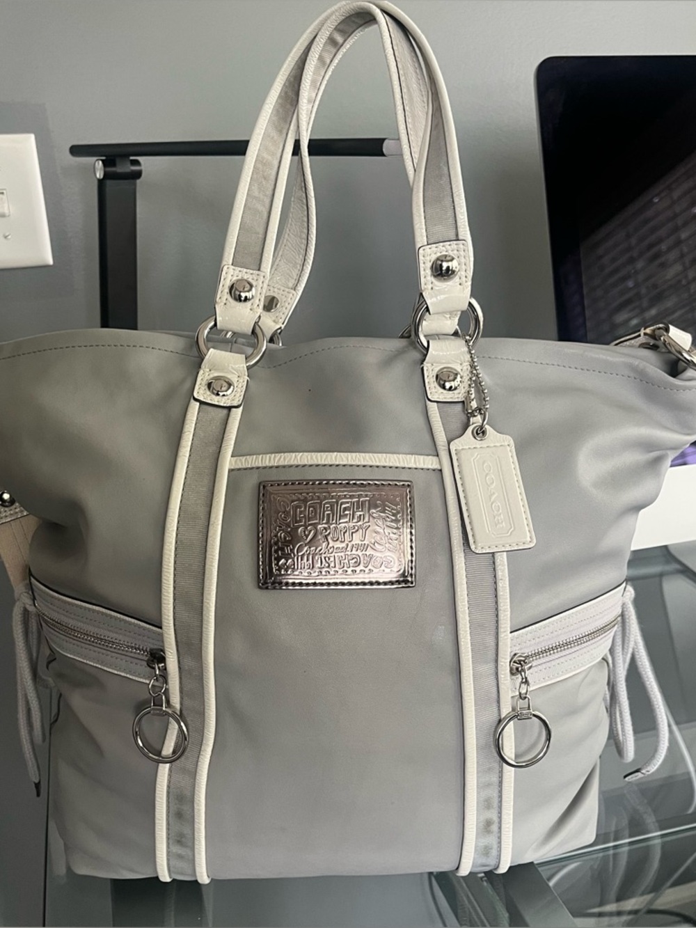Coach Poppy with White Trim and Silver Hardware - Picture 7 of 15